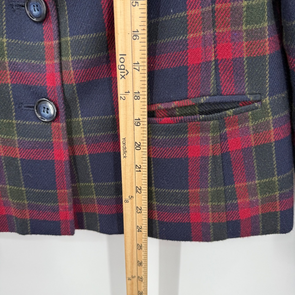Vintage Plaid Wool Blazer Indie Academia Heritage Prep Petite M Tailored Jacket - Picture 4 of 10
